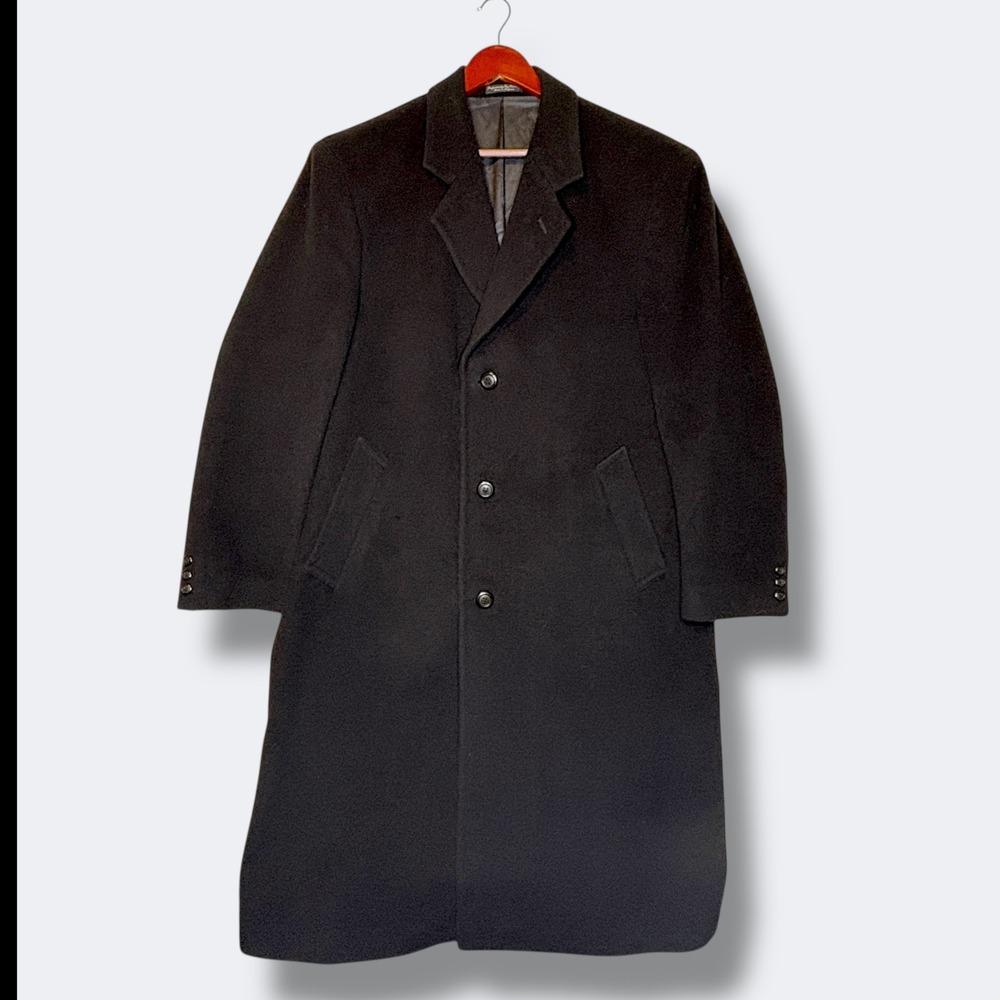 VTG Silver Cloud Mens Overcoat Size 42 Luxury Black Wool Cashmere‎ Blend